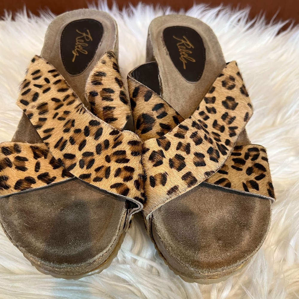 Rebels cheetah‎ Cork Wedge Sandal